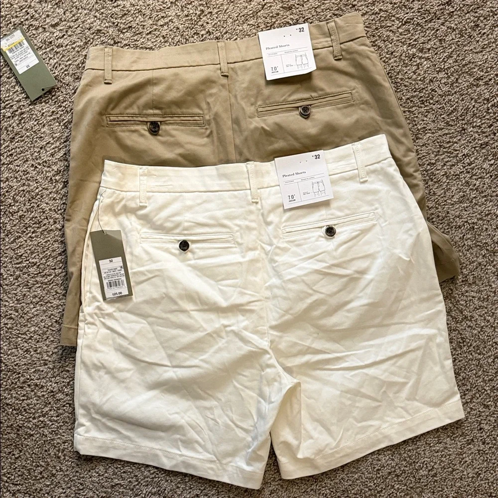 Goodfellow & Co tan and White Shorts bundle Sz 32 & champion Medium - Picture 6 of 11